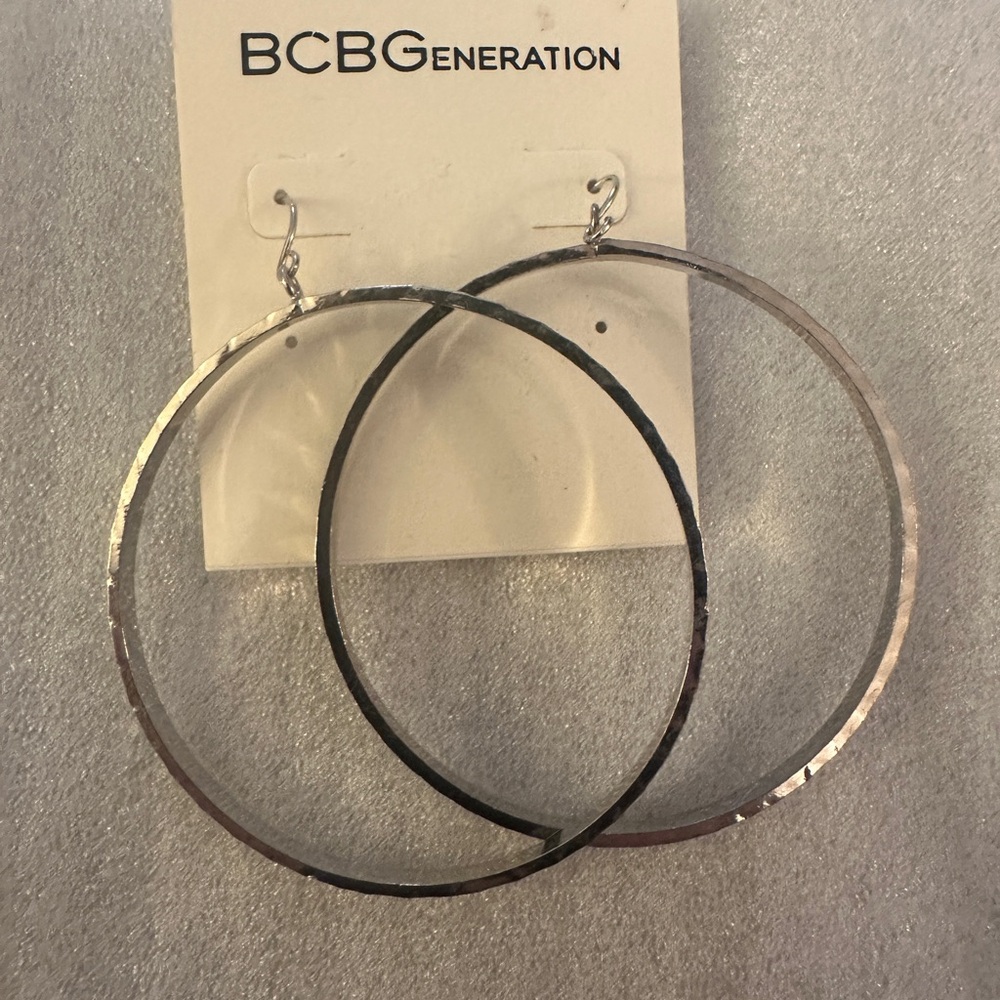 BCBGeneration Silver Minimalist Hoop Earrings